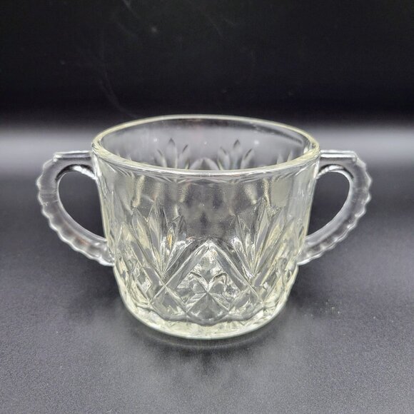 Vintage Cream And Sugar Set With Extra Sugar Bowl Clear Glass Serving Kitchen Re - Picture 9 of 11